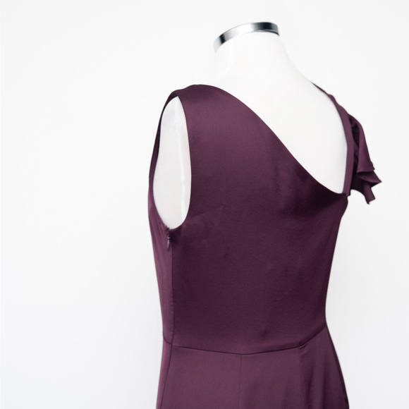 DKNY One-Shoulder Ruffle Satin Evening Gown — Size 8, Color: Purple - Picture 5 of 11